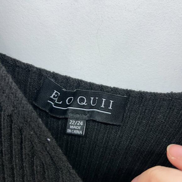 Eloquii Neutral Black Ribbed Knit Sleeveless Midi Tank Dress Plus Size 22/24 - Picture 6 of 6